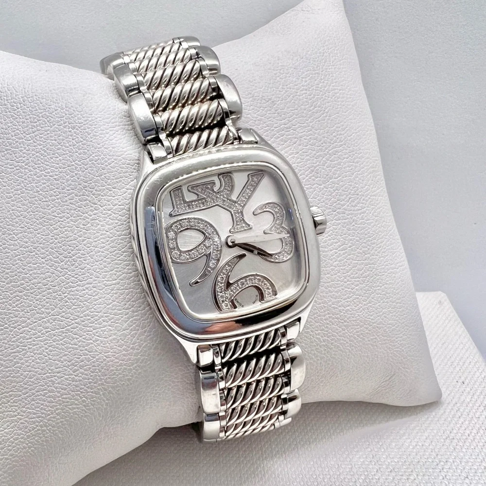 David Yurman Thoroughbred Diamond Sterling Silver & Stainless Steel Watch - Picture 2 of 9